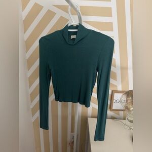 Wilfred Green Ribbed Crop Long Sleeve Top